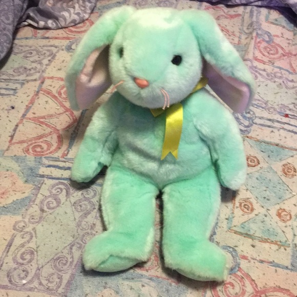 TY limited edition original beanie buddy teal bunny - Picture 1 of 5
